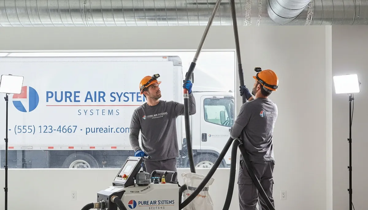 Technician cleaning air ducts for HVAC system in Rochester, NY home